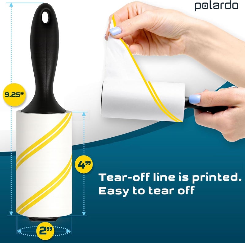 Polardo Lint Rollers for Pet Hair, Sticky, Remover for Couch, Clothes Furniture and Carpet. Lint Roller Dog Hair Remover Cat Hair, Animal Hair, Pet Fur, Fuzz. 5 Large Pet Hair Lint Rollers White - Image 2